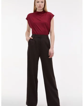 Pantaloni eleganti cu buzunare oblice, Maro inchis