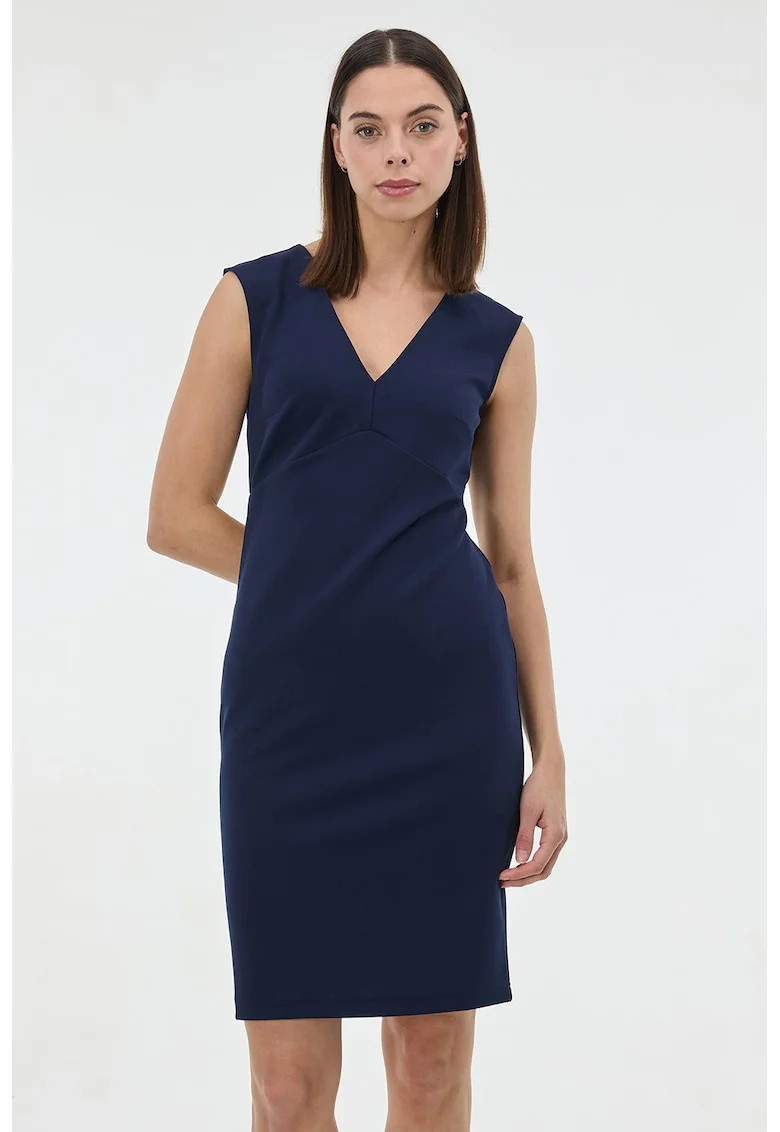 Rochie cambrata cu decolteu in V, Bleumarin