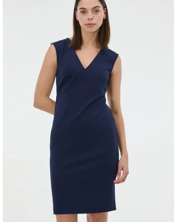 Rochie cambrata cu decolteu in V, Bleumarin