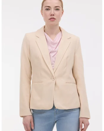 Sacou cu un nasture si model uni, Bej