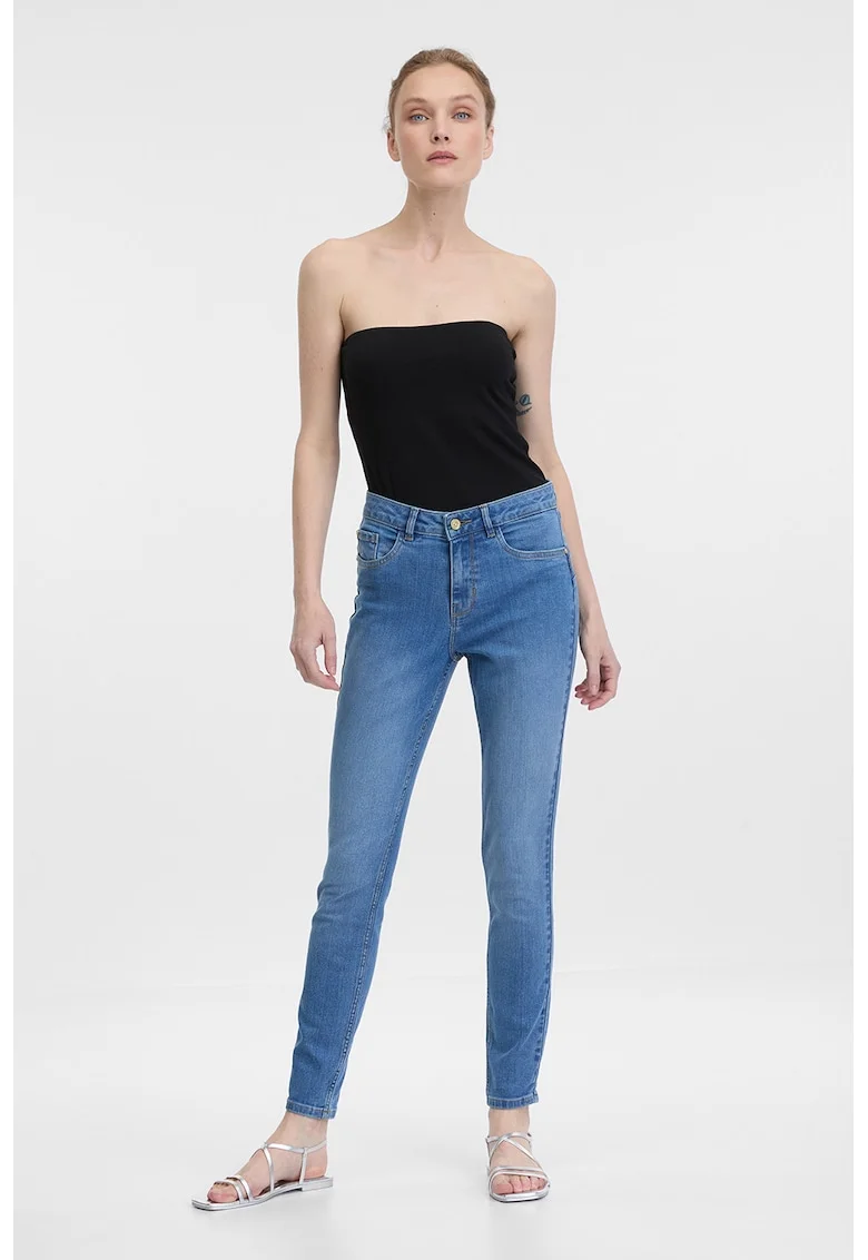 Blugi crop skinny, Albastru