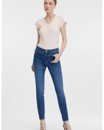 Blugi crop skinny, Albastru inchis
