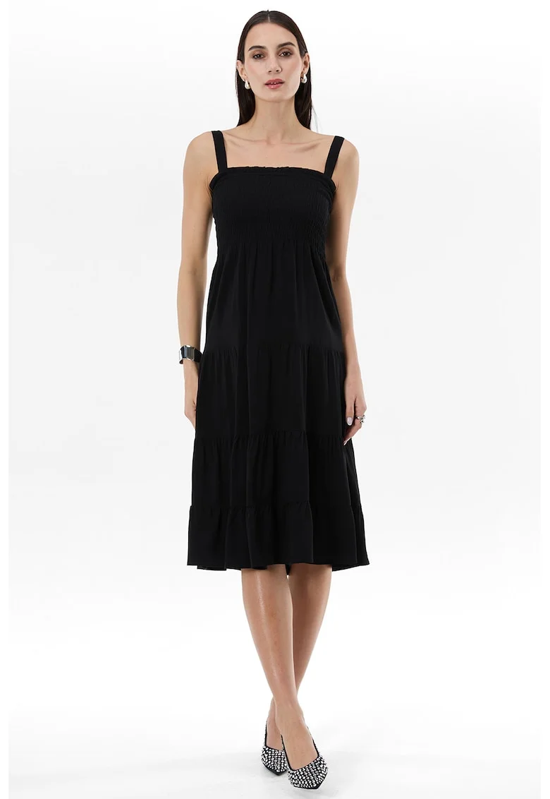 Rochie evazata cu model uni, Negru