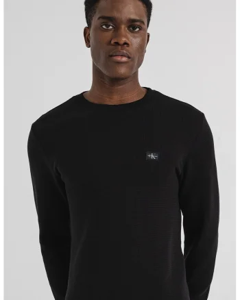 Bluza texturata cu logo, Negru