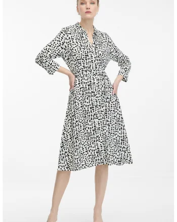 Rochie-camasa cu maneci 3/4, Alb/Negru