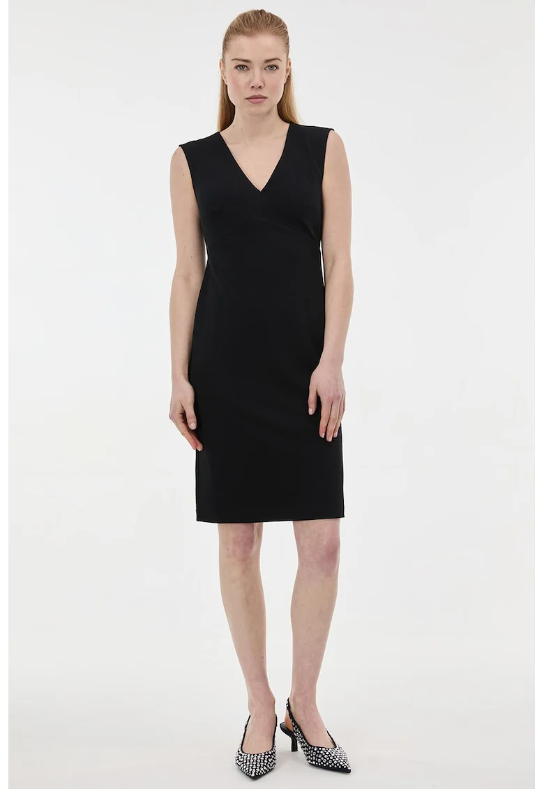 Rochie cambrata cu decolteu in V, Negru