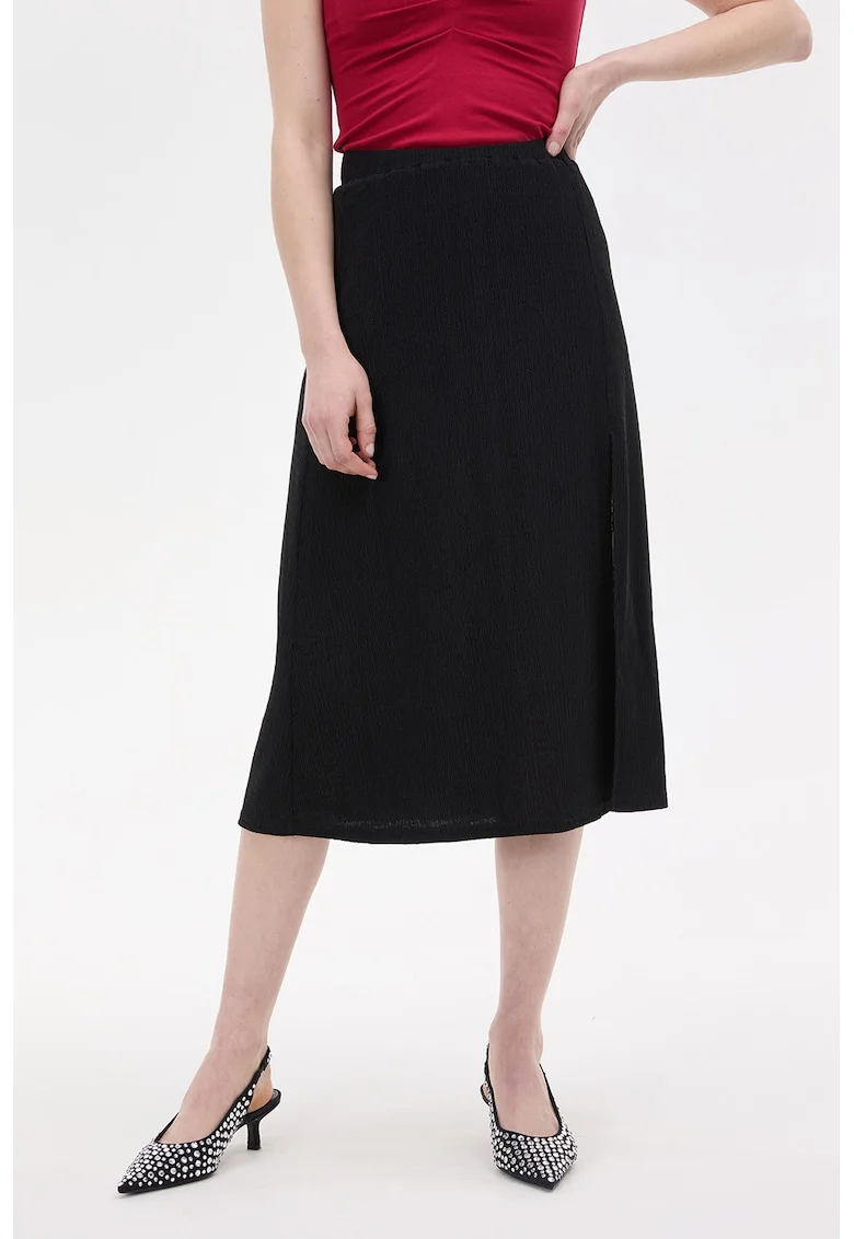 Fusta evazata cu slit lateral, Negru