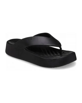 Papuci flip-flop cu talpa wedge si logo Getaway, Negru
