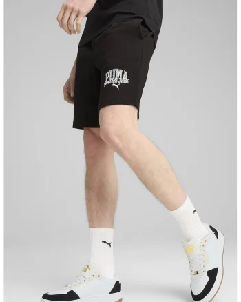 Pantaloni scurti din amestec de bumbac cu logo, Negru