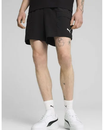 Pantaloni scurti cu buzunare laterale, Negru