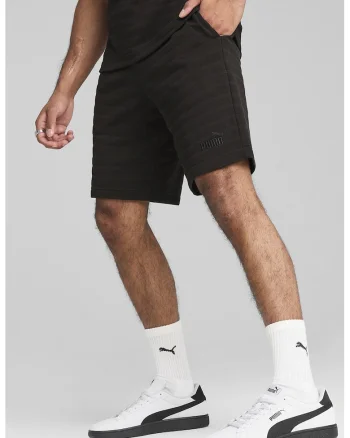 Pantaloni scurti din amestec de bumbac cu logo brodat, Negru