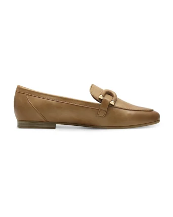 Pantofi loafer de piele ecologica, Maro deschis