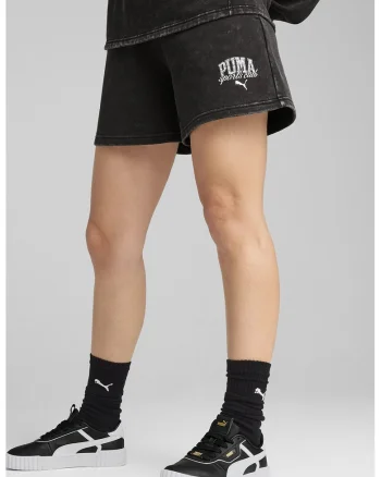 Pantaloni scurti din amestec de bumbac cu logo, Negru