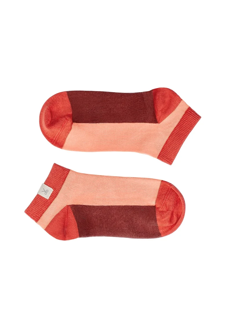 Set de sosete unisex pana la glezna - 2 perechi, Coral/Rosu inchis/Piersica