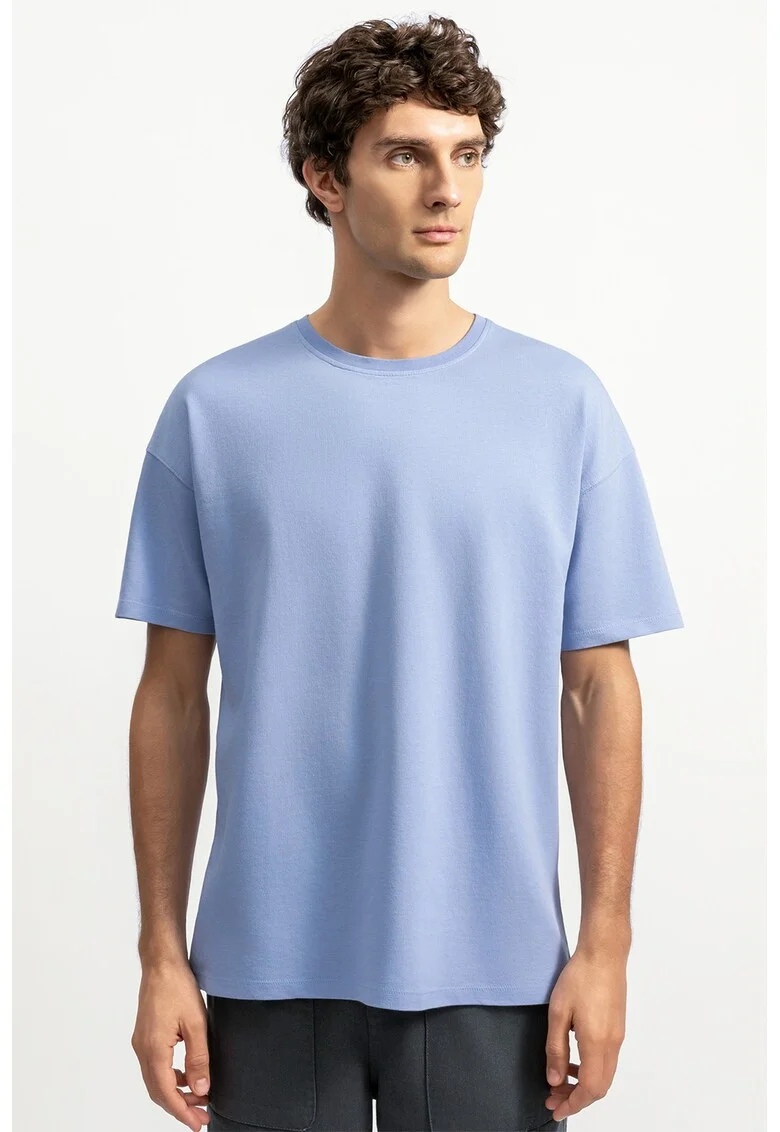 Tricou lejer unisex cu maneci cazute, Albastru pastel