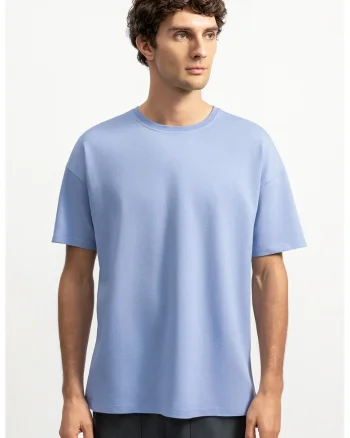 Tricou lejer unisex cu maneci cazute, Albastru pastel