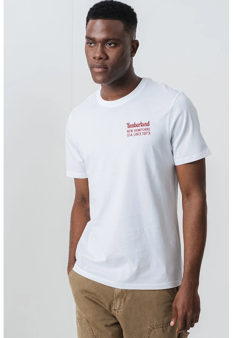 Tricou cu decolteu la baza gatului si design pe spate, Alb/Caramiziu