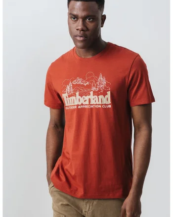 Tricou cu decolteu la baza gatului si logo, Caramiziu