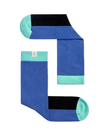 Sosete unisex colorblock, Negru/Albastru inchis/Albastru glaciar