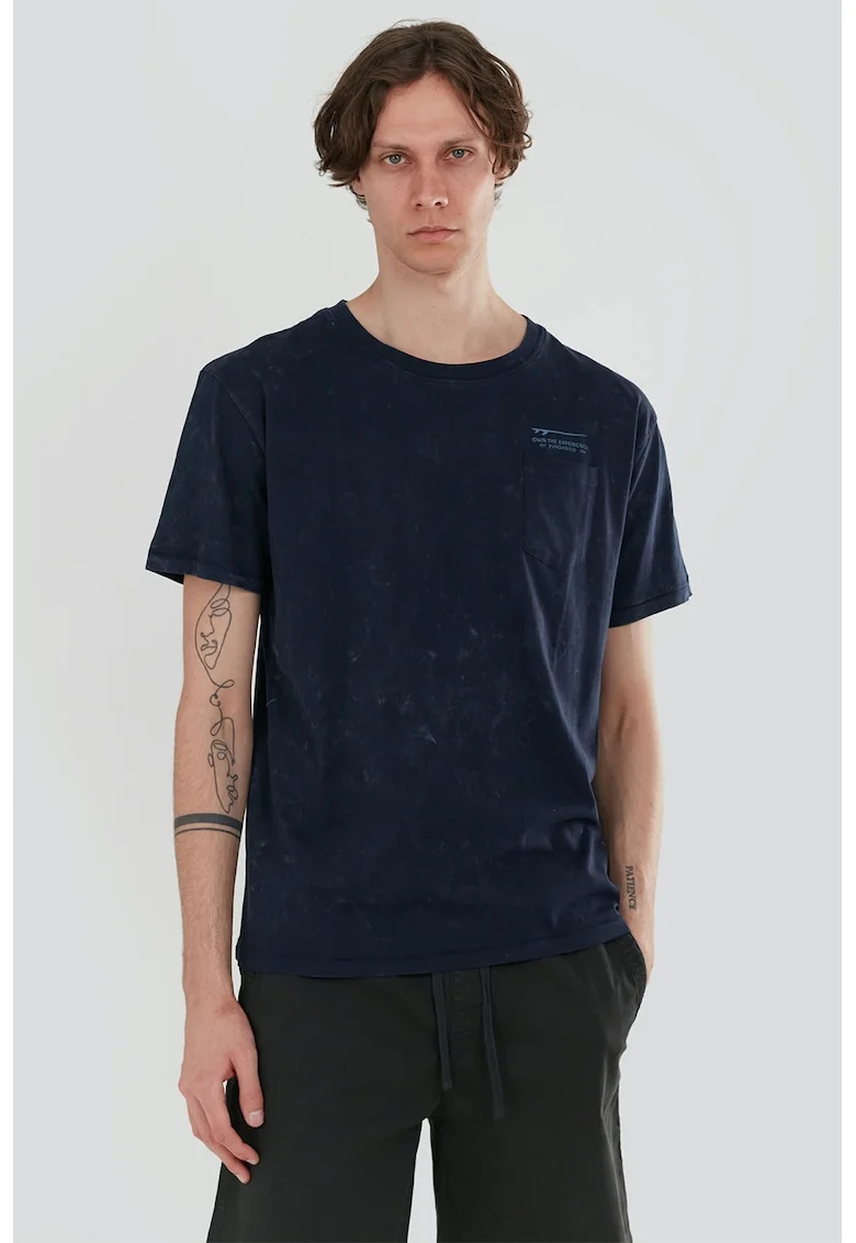 Tricou de bumbac organic cu imprimeu, Bleumarin