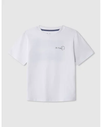 Tricou cu decolteu la baza gatului si imprimeu pe spate, Alb/Negru/Maro taupe
