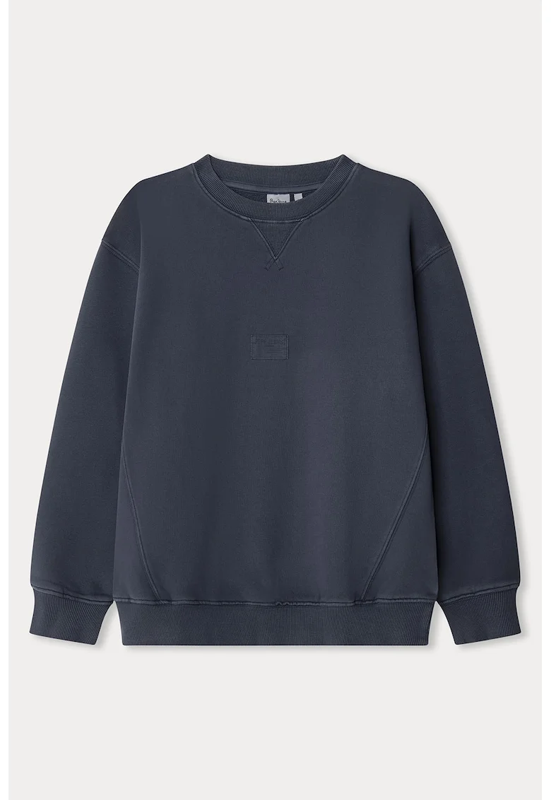 Bluza lejera de trening cu terminatii striate, Bleumarin