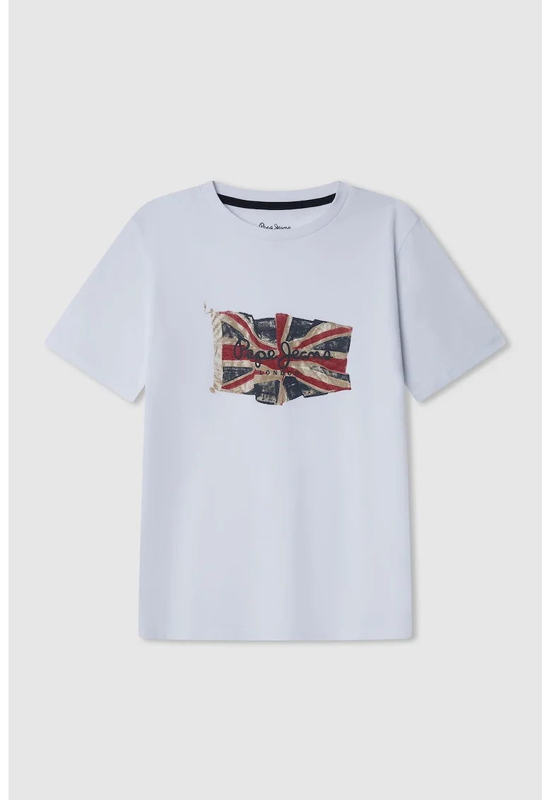 Tricou regular fit cu imprimeu grafic, Rosu/Alb/Albastru inchis