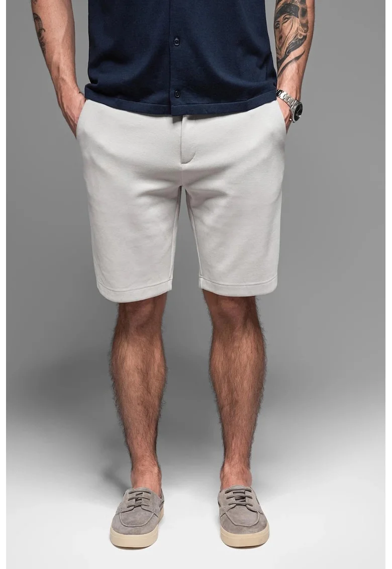 Pantaloni scurti cu talie medie, Gri deschis