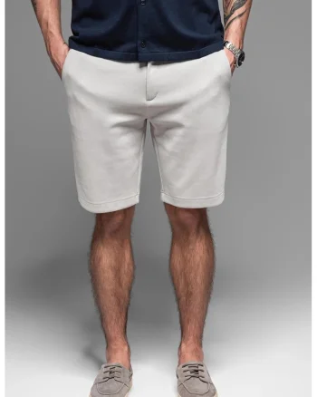 Pantaloni scurti cu talie medie, Gri deschis