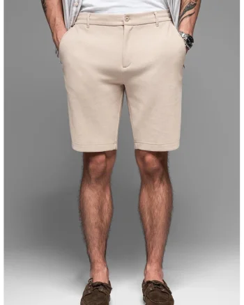 Pantaloni scurti cu talie medie, Maro taupe deschis