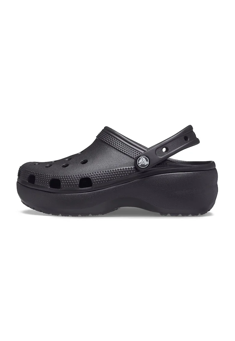 Saboti slingback cu model perforat si talpa flatform, Negru