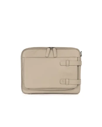 Geanta unisex de piele, pentru laptop, Gri deschis