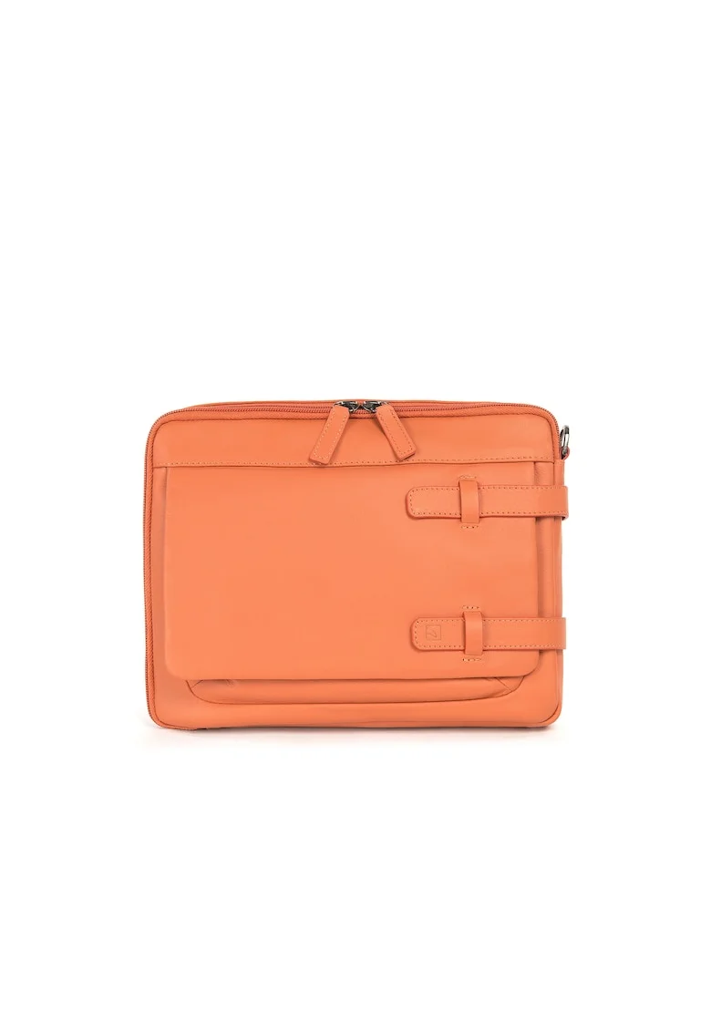 Geanta unisex de piele, pentru laptop, Portocaliu