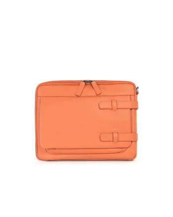 Geanta unisex de piele, pentru laptop, Portocaliu