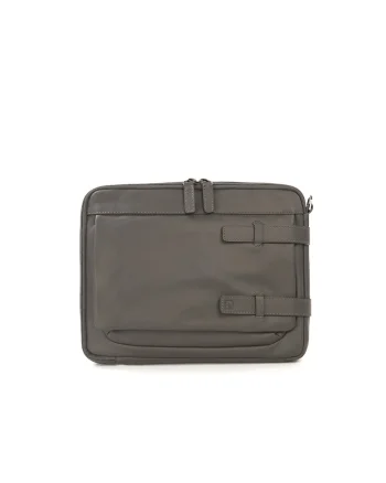 Geanta messenger unisex din piele cu fermoar, Grayed Jade