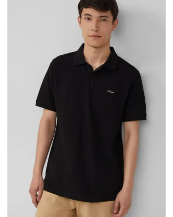 Tricou polo barbati, Regular fit din bumbac, Negru