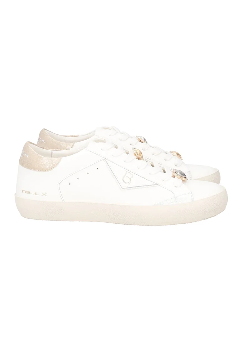 Pantofi sport din piele, Auriu/Alb murdar/Argintiu