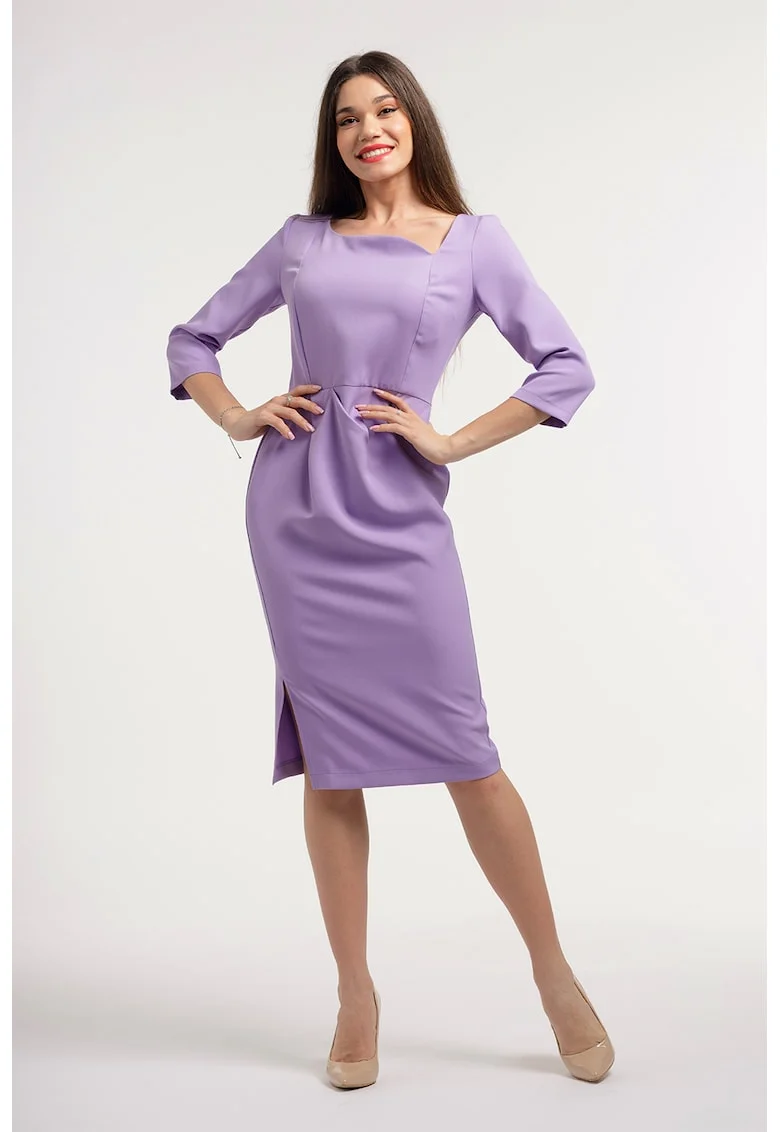 Rochie midi cu slit lateral, Lila
