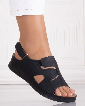 Sandale dama Negre din Piele Ecologica Karloo