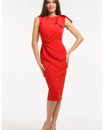 Rochie creion fara maneci, Rosu vermillion