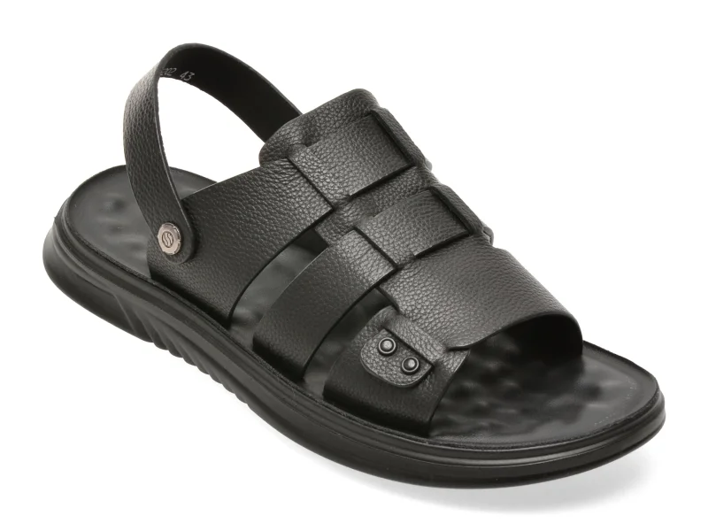 Sandale OTTER negre, D6202, din piele naturala