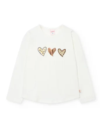 Bluza cu design inima, Maro/Alb murdar
