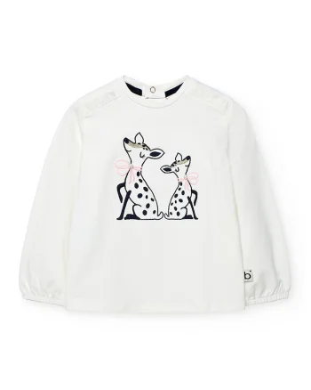 Bluza din amestec de bumbac cu capse, Alb