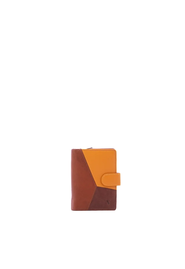 Portofel cu aplicatie patchwork, Maro