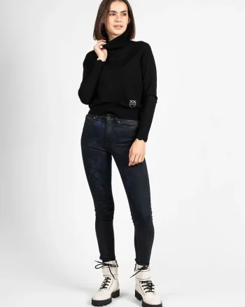 Blugi skinny cu imprimeu floral,