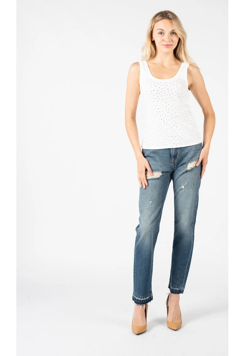 Top cu decolteu rotund slim fit,