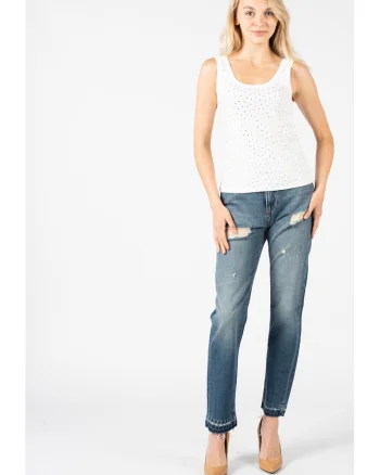 Top cu decolteu rotund slim fit,