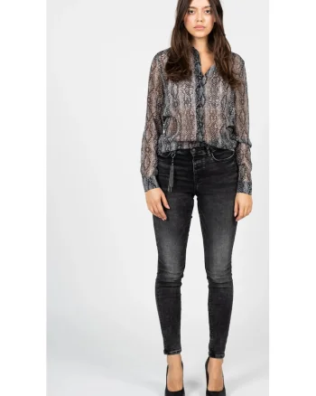 Blugi skinny cu aspect decolorat,
