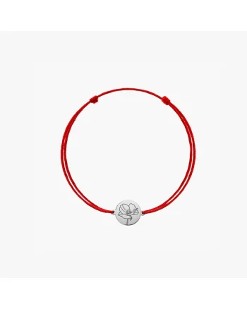 Bratara snur pentru copii din aur alb Birth Flower - August Poppy