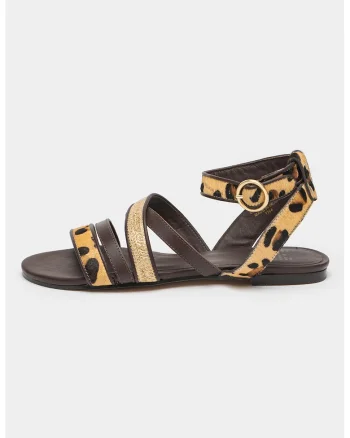 Sandale cu barete multiple New-Skyler, Auriu/Maro